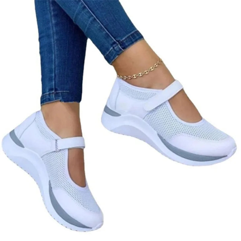 Damen Sneakers Strick Rundkopf Dicke Sohle Freizeit Schuhe 4