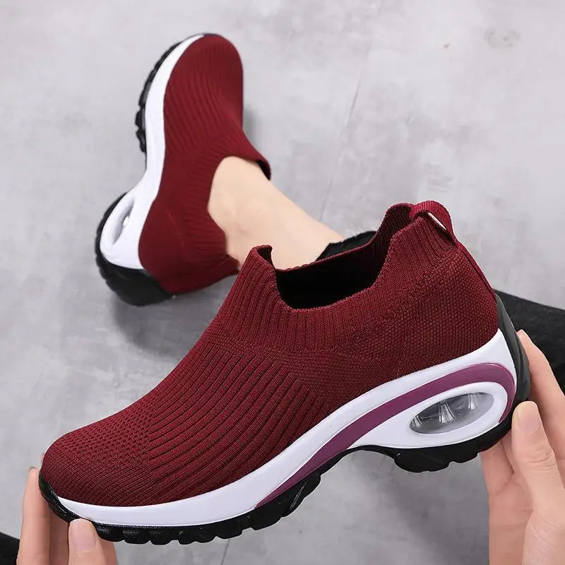 Damen Sneakers Wedge Atmungsaktiv Vulkanisierte Sohle 2