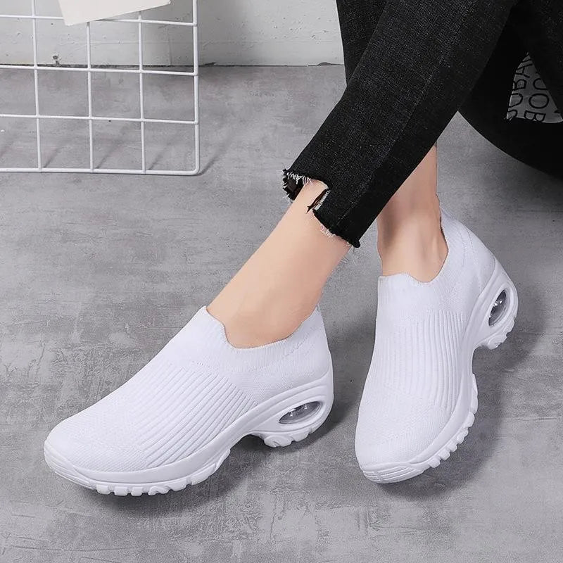 Damen Sneakers Wedge Atmungsaktiv Vulkanisierte Sohle 3