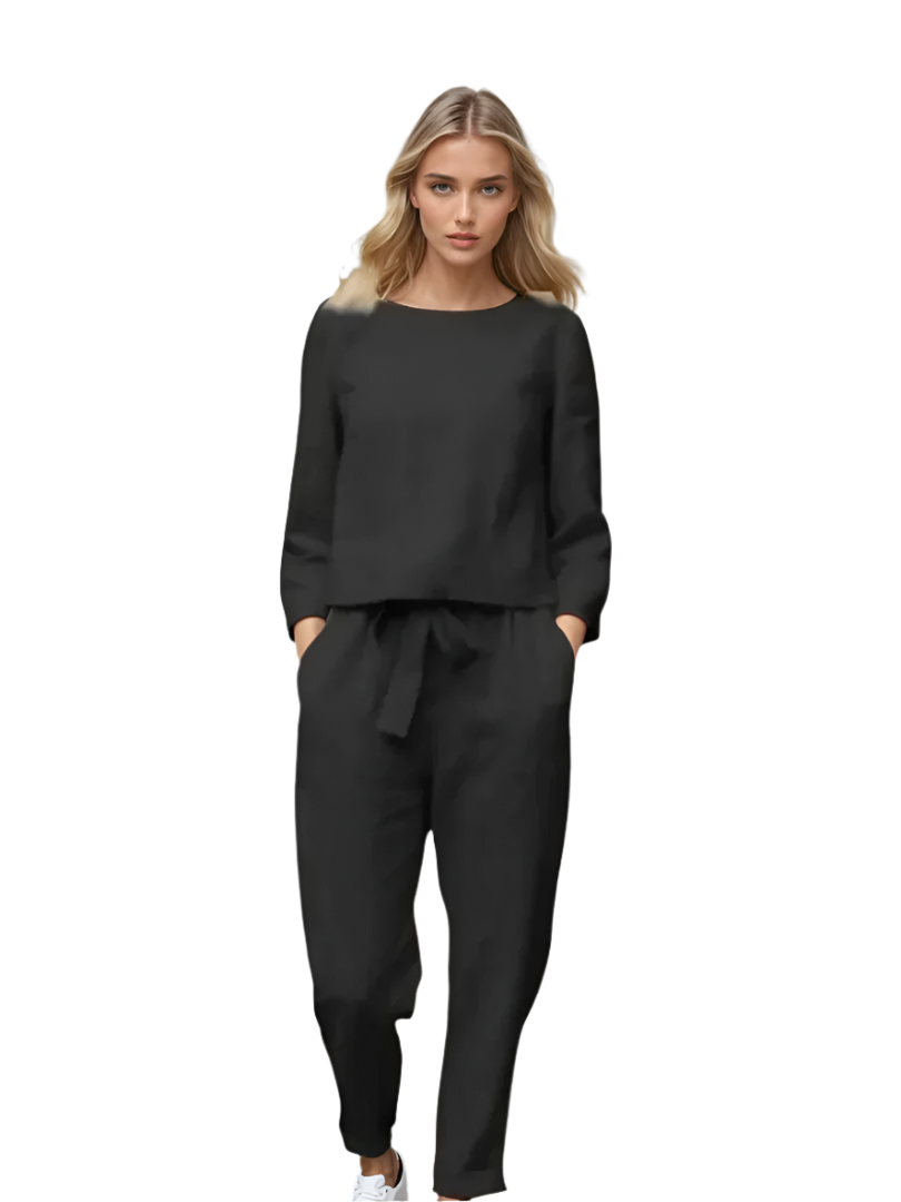 Damen Sommer Set Baumwolle Leinen Lässig 1