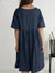 Damen Sommerkleid Rundhals Baumwolle Leinen Locker mit Taschen 1
