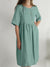 Damen Sommerkleid Rundhals Baumwolle Leinen Locker mit Taschen 2