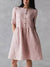 Damen Sommerkleid Rundhals Baumwolle Leinen Locker mit Taschen 3