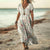 Damen Sommerkleid V-Ausschnitt Fließender Stoff 2
