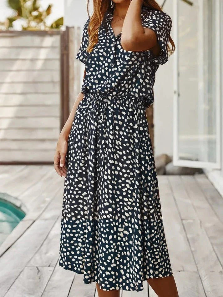 Damen Sommerkleid Vintage Stil mit Mittelärmeln und Leopardenprint 11