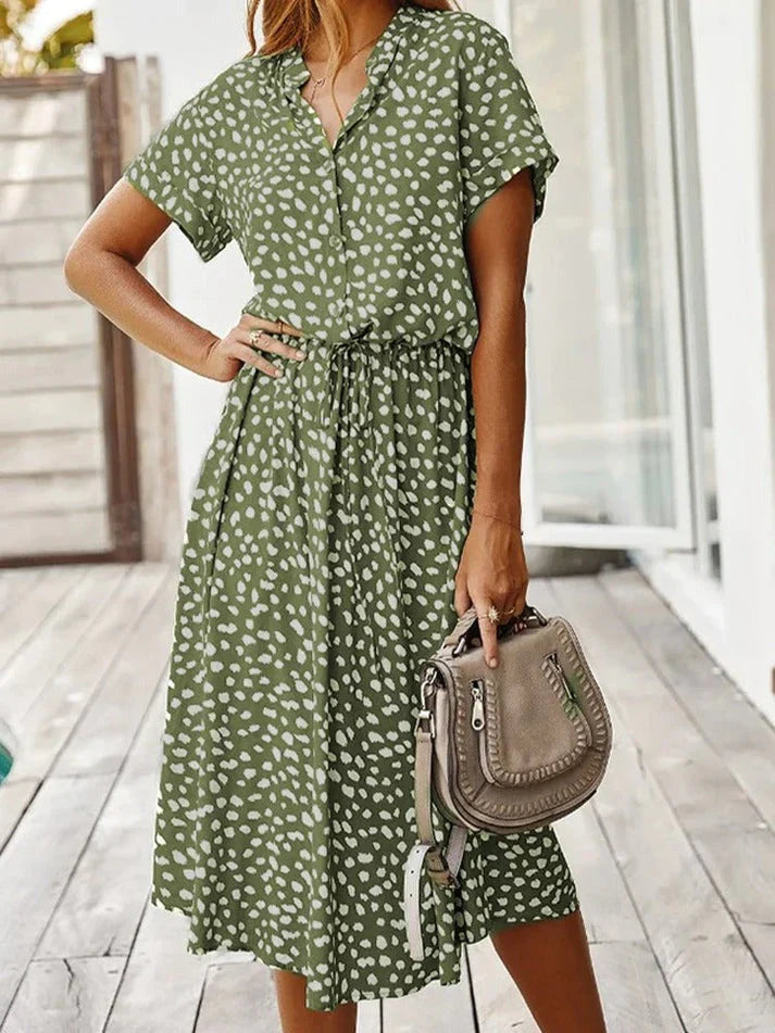 Damen Sommerkleid Vintage Stil mit Mittelärmeln und Leopardenprint 1