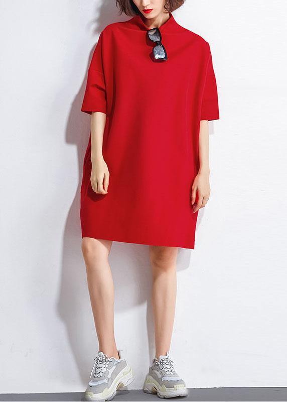 Damen Sommerkleid mit Rollkragen und halblangen Ärmeln für Partys und Freizeit 2