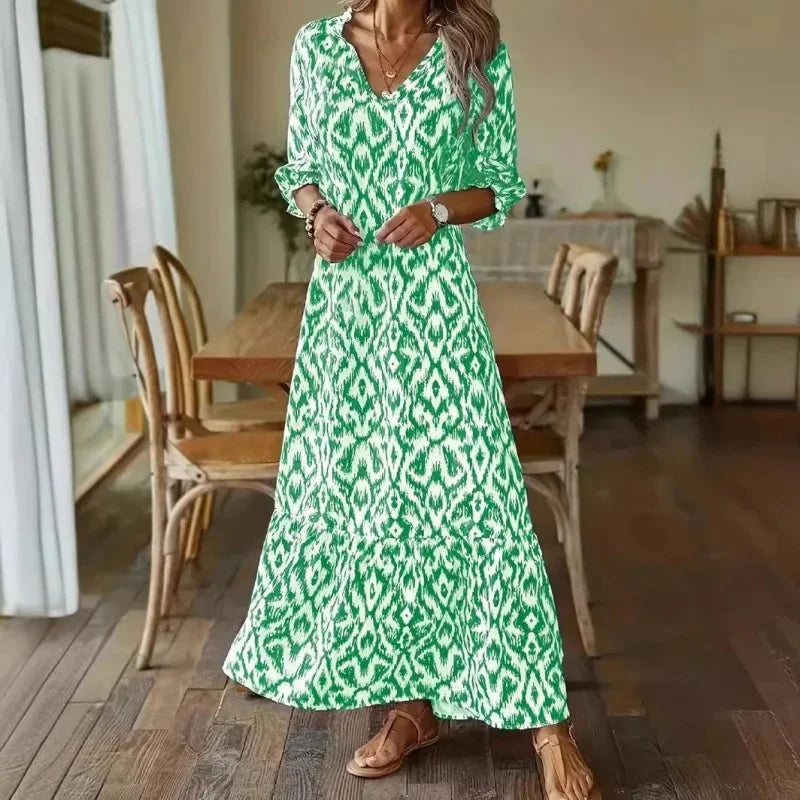 Damen Sommerkleid mit V-Ausschnitt und halben Ärmeln 4