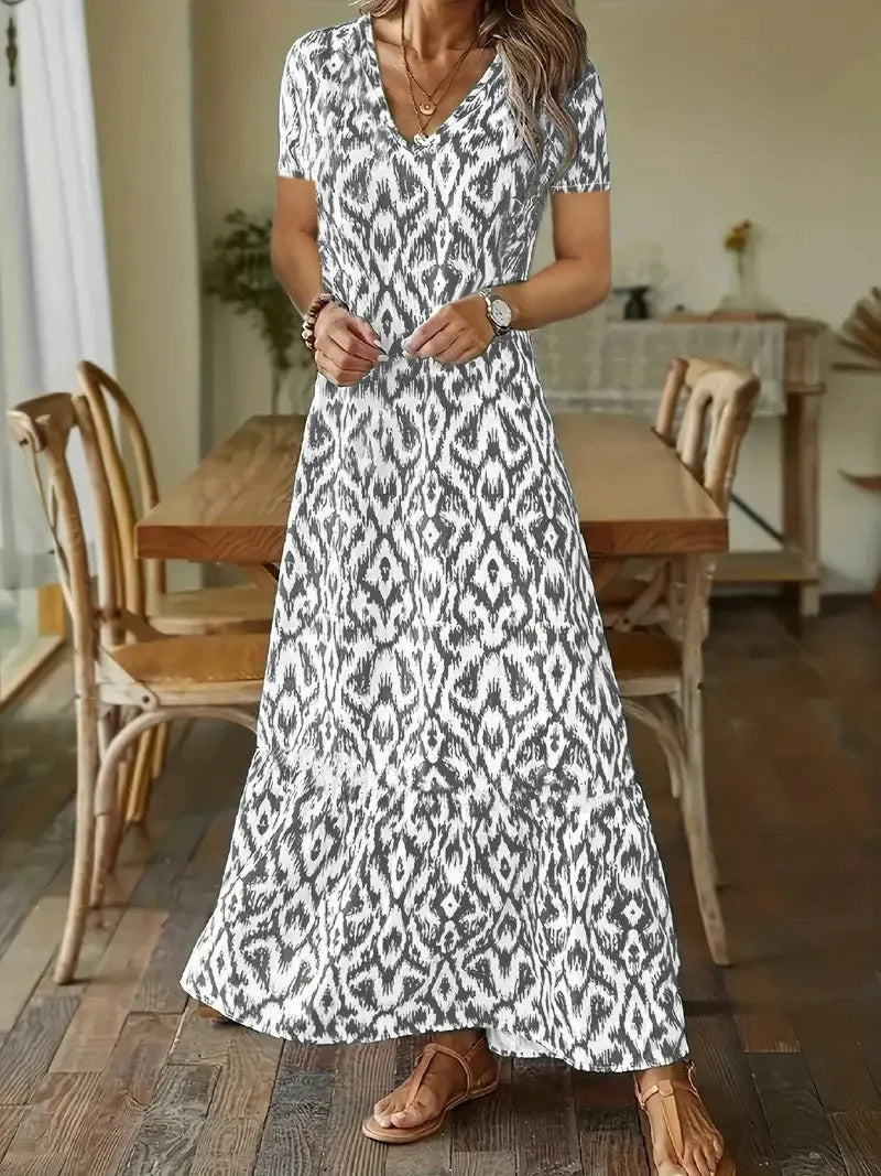 Damen Sommerkleid mit V-Ausschnitt und halben Ärmeln 8