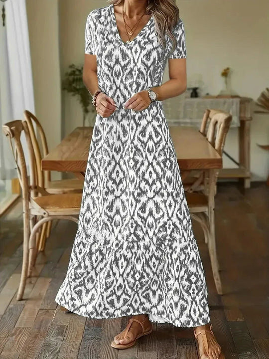 Damen Sommerkleid mit V-Ausschnitt und halben Ärmeln 8