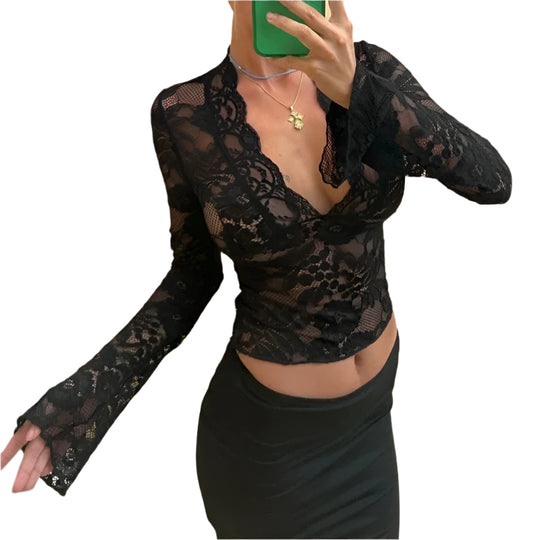 Damen Spitzenoberteil Elegantes Design Spitzenmaterial 0