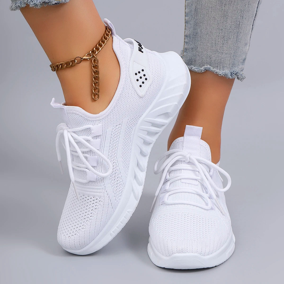 Damen Sportschuhe Atmungsaktiv Leicht Schnürung 4