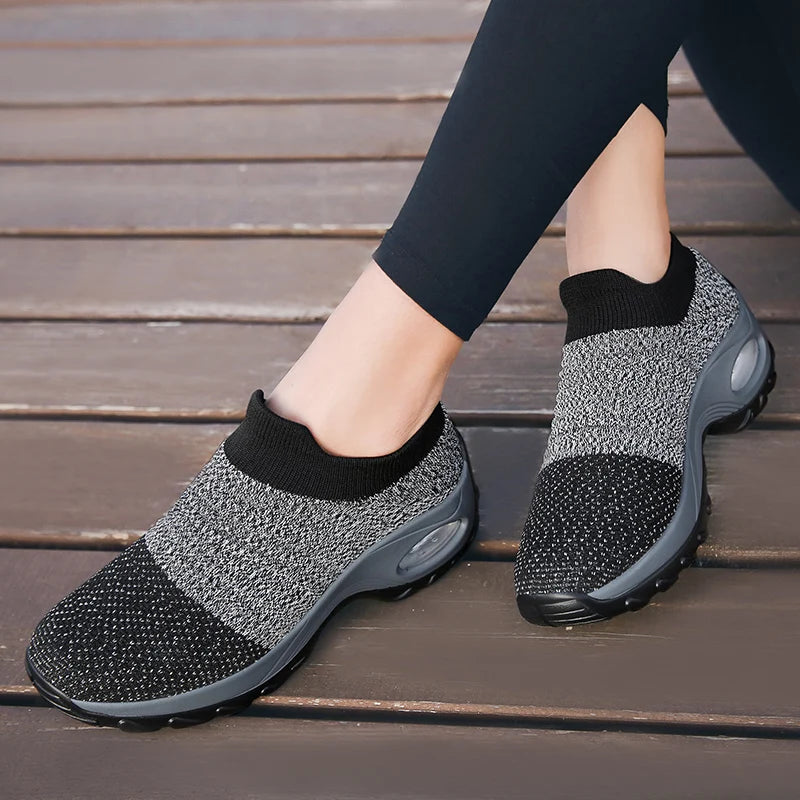 Damen Sportsocken Sneakers mit Dicke Sohle und Luftpolster 1