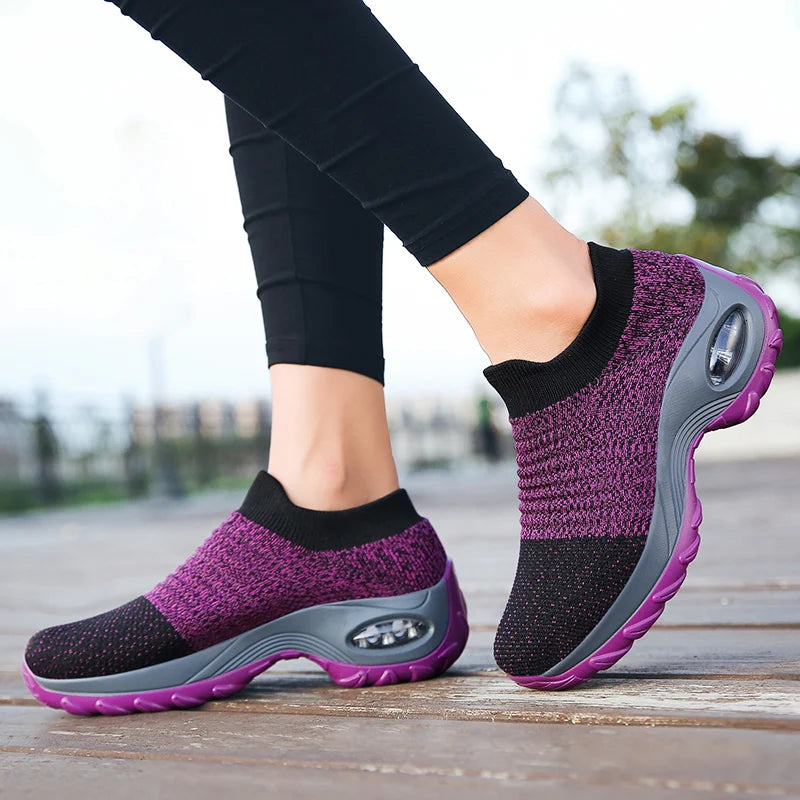Damen Sportsocken Sneakers mit Dicke Sohle und Luftpolster 2