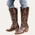 Damen Stiefel Cowboy Boots Imitationsleder Westernstil Braun 1