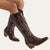 Damen Stiefel Cowboy Boots Imitationsleder Westernstil Braun 2