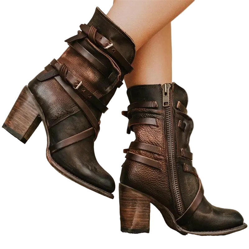 Damen Stiefel mit Absatz Vintage Stil 3