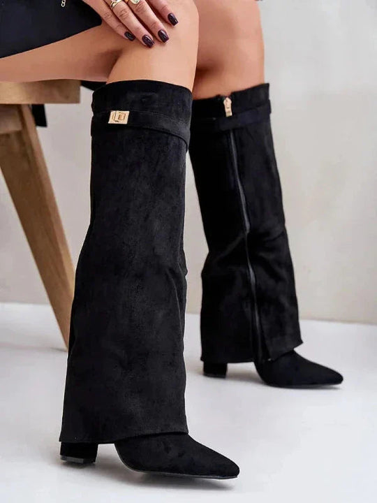 Damen Stiefel mit Block-Heel Schmeichelnde Silhouette für Herbst und Winter 2