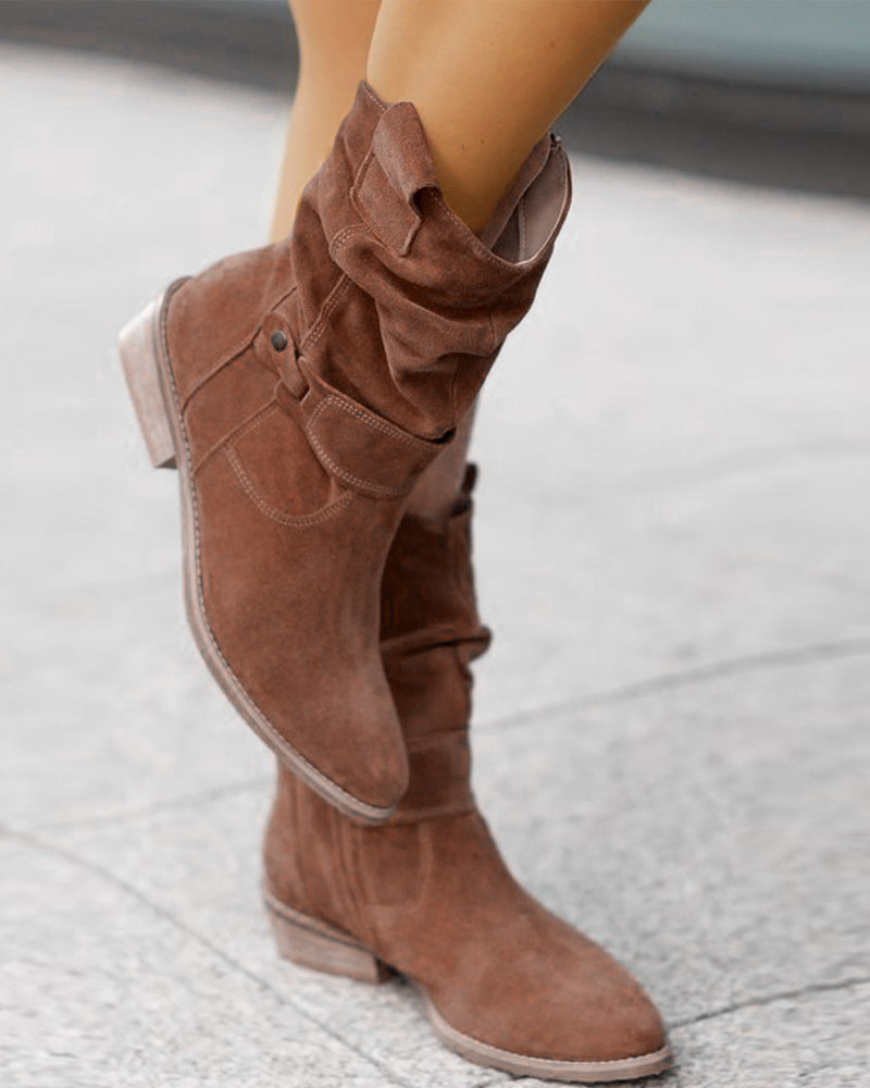 Damen Stiefeletten Niedriger Absatz Wildleder mit Reißverschluss 8