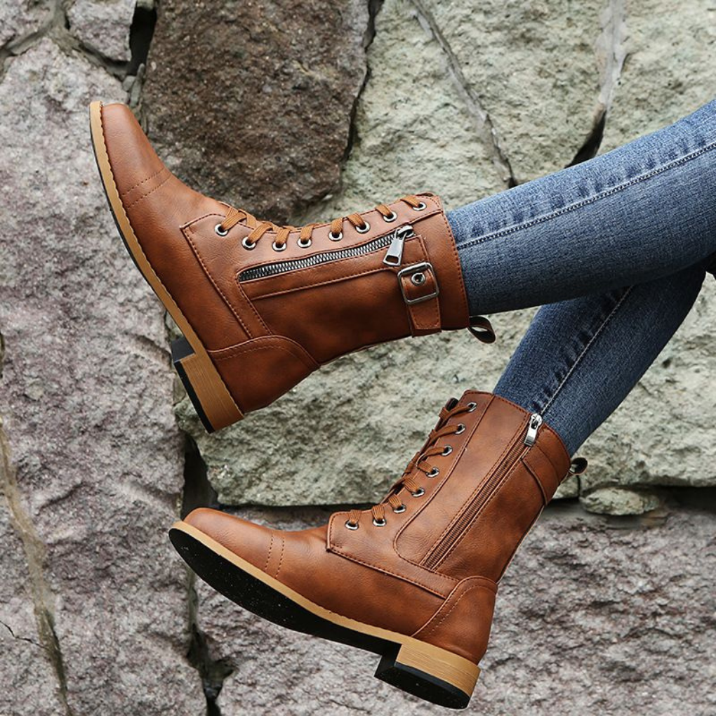 Damen Stiefeletten mit Reißverschluss und gepolstertem Schaft 1