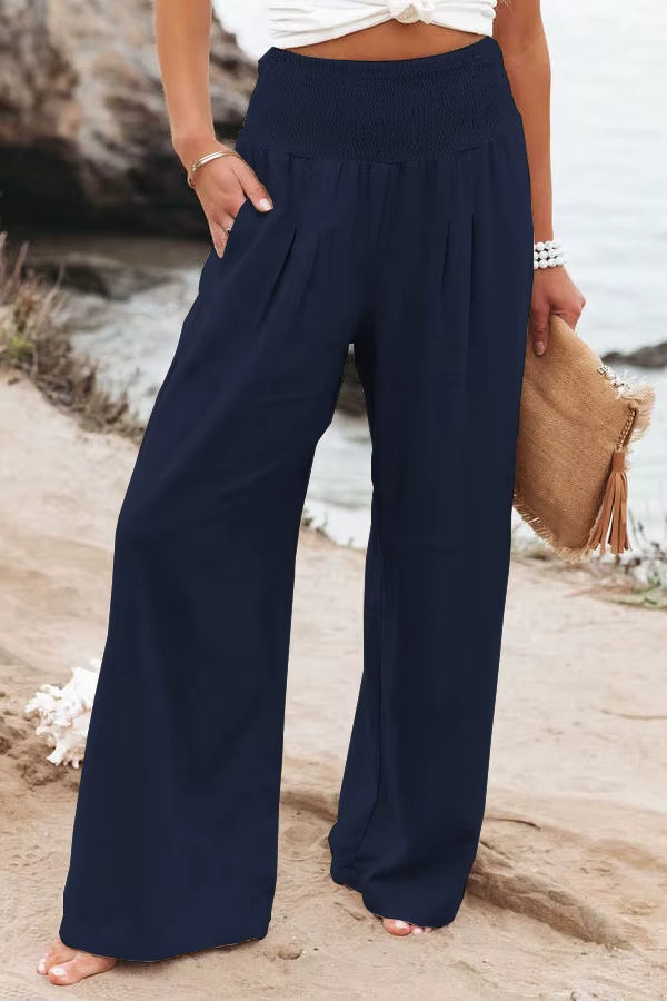 Damen Stoffhose Weit Geschnitten Atmungsaktive Baumwolle für Sommer 12