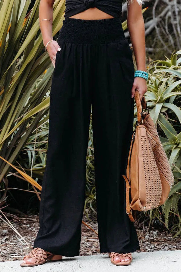 Damen Stoffhose Weit Geschnitten Atmungsaktive Baumwolle für Sommer 3