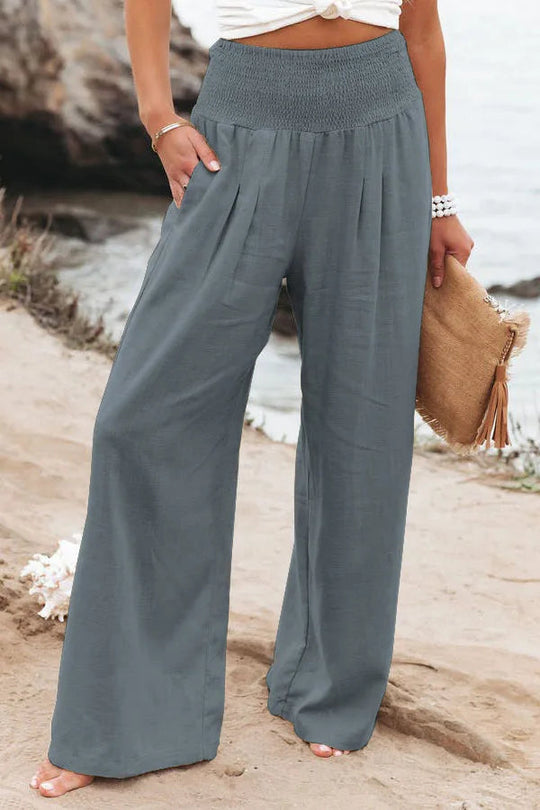 Damen Stoffhose Weit Geschnitten Atmungsaktive Baumwolle für Sommer 9