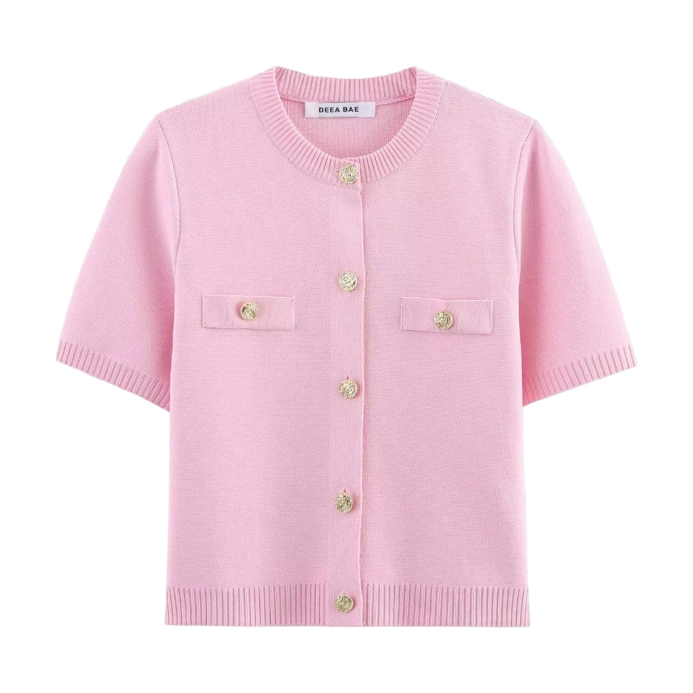 Damen Strickjacke Kurzarm mit Knopfleiste - Versatile Cardigan für Elegante Anlässe 0
