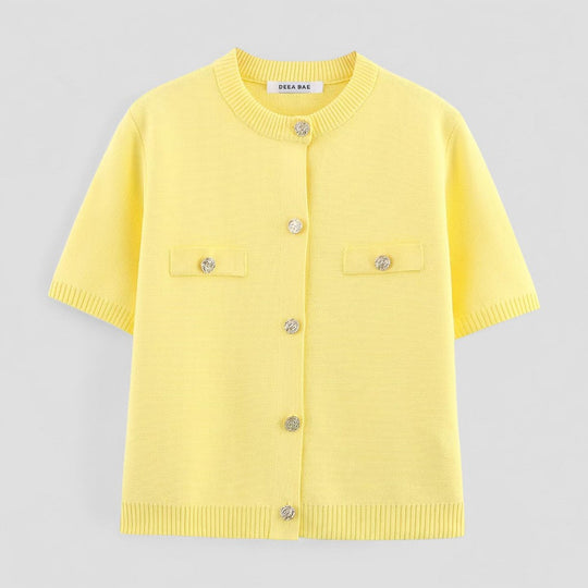 Damen Strickjacke Kurzarm mit Knopfleiste - Versatile Cardigan für Elegante Anlässe 1