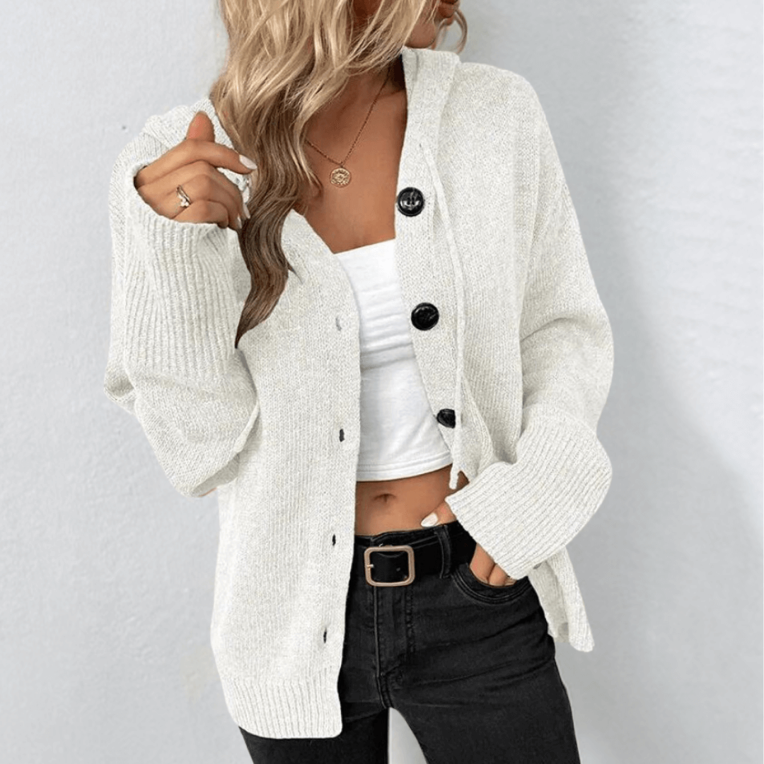 Damen Strickjacke Lang Mit Knopf Und Daunen Hochwertige Wolle 2