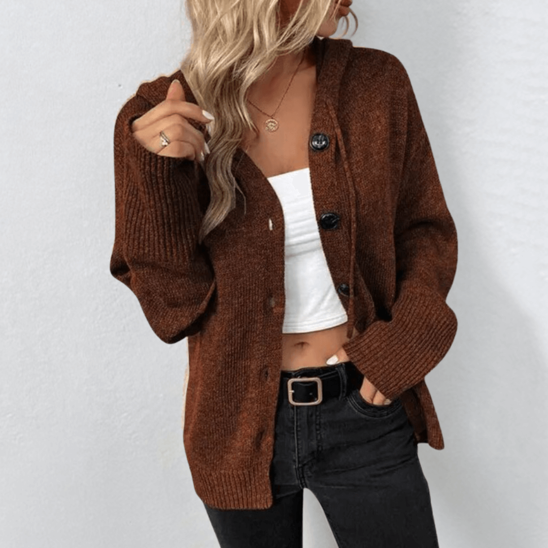 Damen Strickjacke Lang Mit Knopf Und Daunen Hochwertige Wolle 3