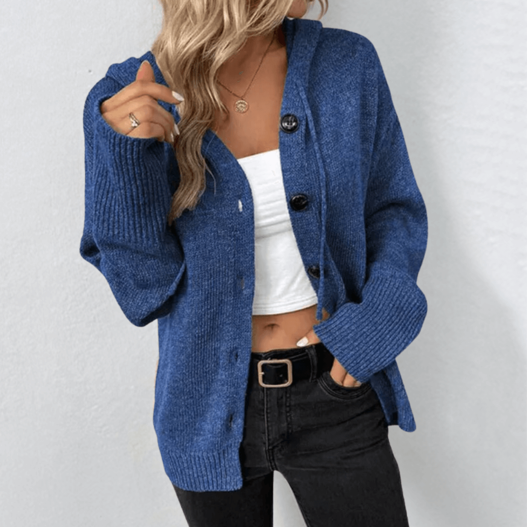 Damen Strickjacke Lang Mit Knopf Und Daunen Hochwertige Wolle 4