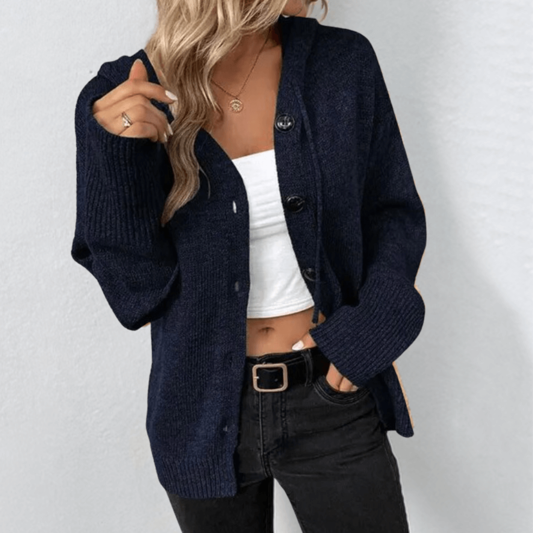 Damen Strickjacke Lang Mit Knopf Und Daunen Hochwertige Wolle 5