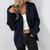 Damen Strickjacke Lang Mit Knopf Und Daunen Hochwertige Wolle 5