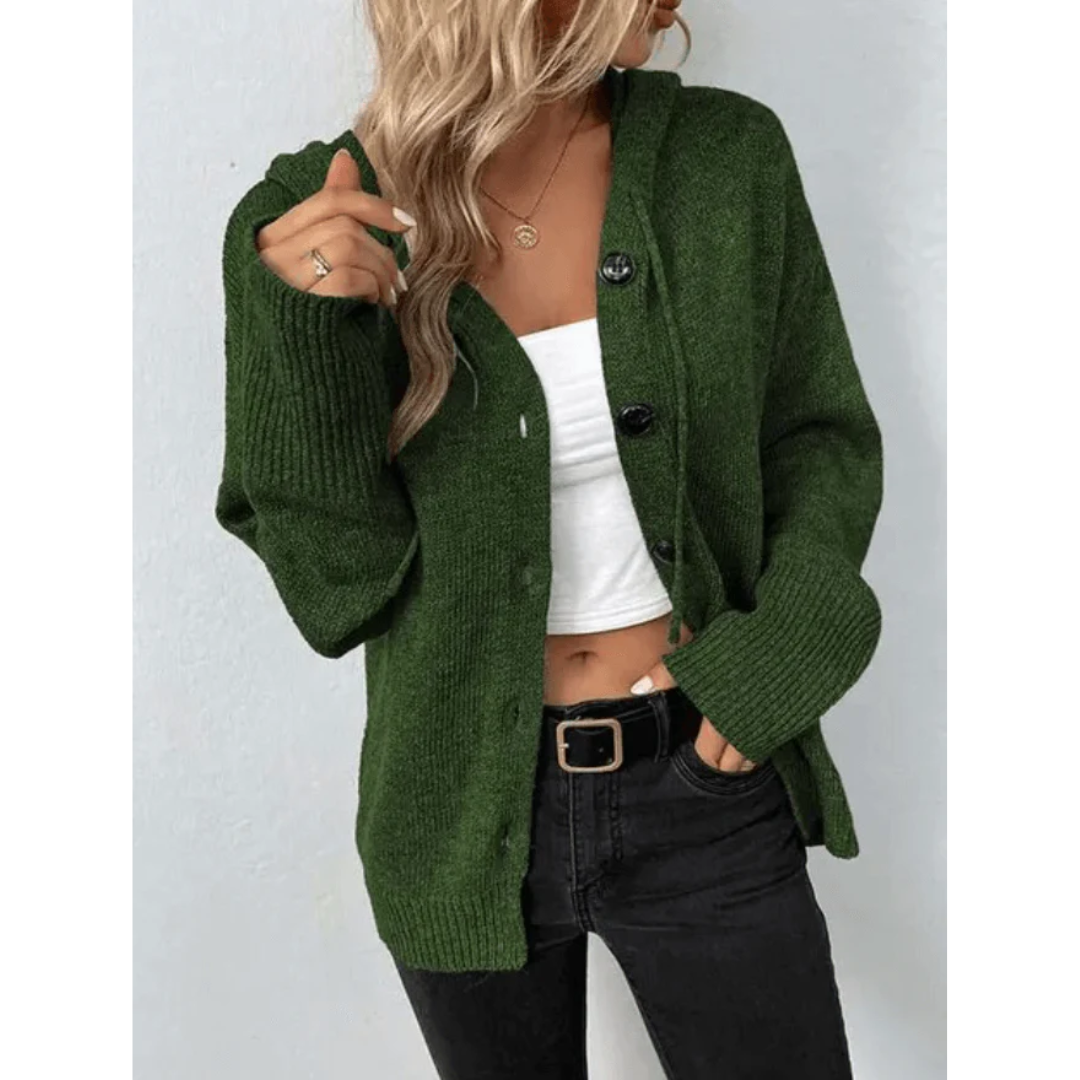 Damen Strickjacke Lang Mit Knopf Und Daunen Hochwertige Wolle 7