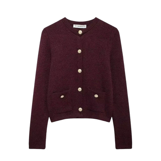 Damen Strickjacke mit Goldenen Knöpfen, Modischer Cardigan für Vielseitige Looks 0