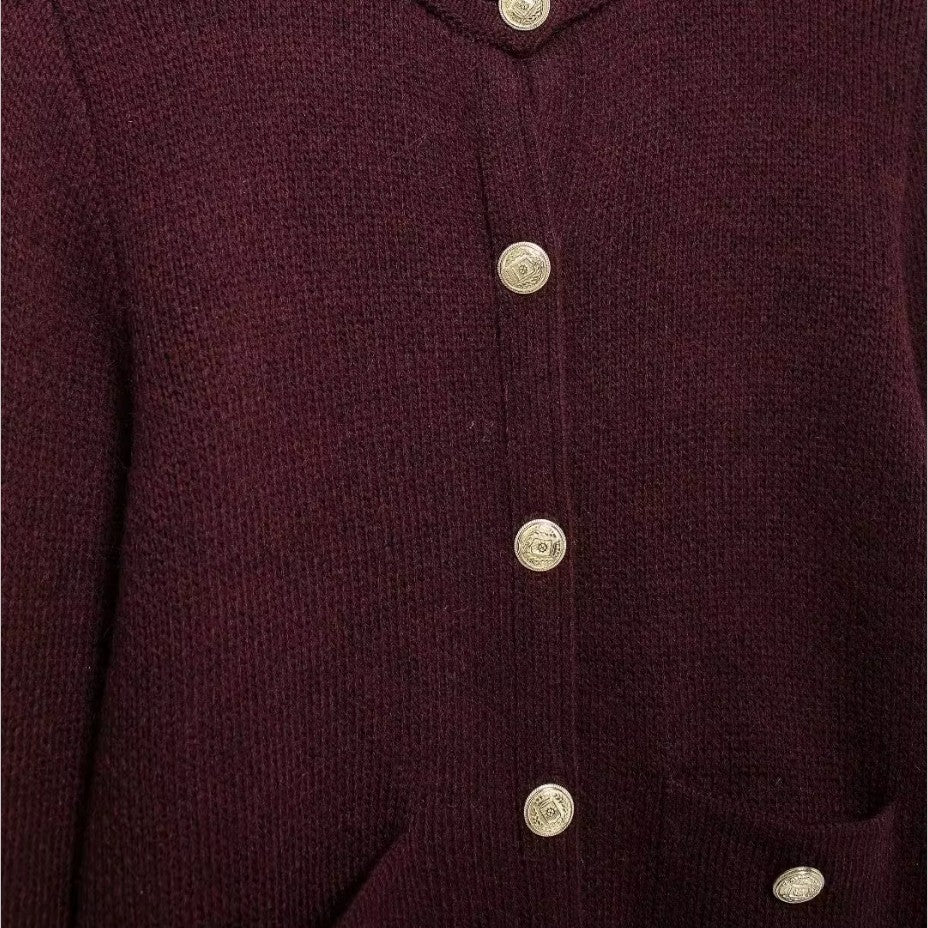 Damen Strickjacke mit Goldenen Knöpfen, Modischer Cardigan für Vielseitige Looks 2