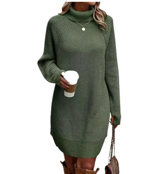 Damen Strickkleid Lang Klassischer Stil Hochwertiger Strick für Winter 3