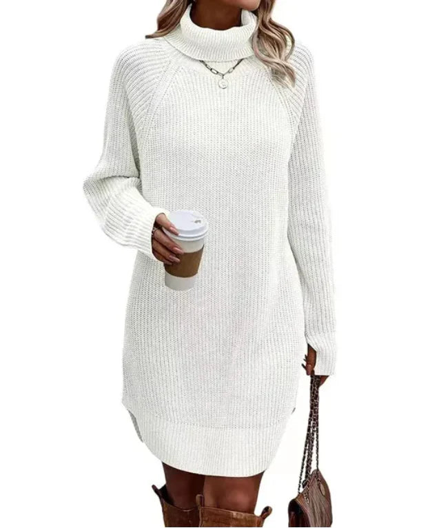 Damen Strickkleid Lang Klassischer Stil Hochwertiger Strick für Winter 4