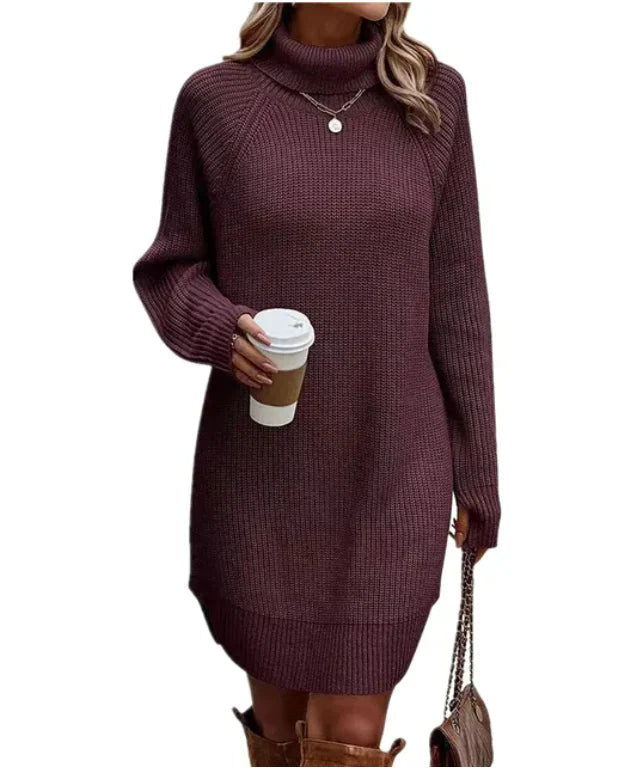 Damen Strickkleid Lang Klassischer Stil Hochwertiger Strick für Winter 5