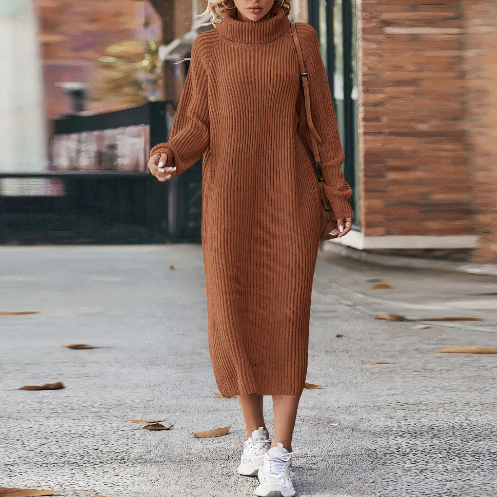 Damen Strickkleid mit langen Ärmeln 2