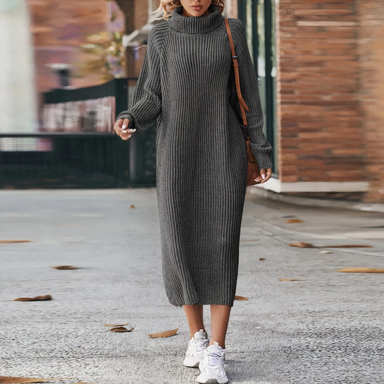 Damen Strickkleid mit langen Ärmeln 3