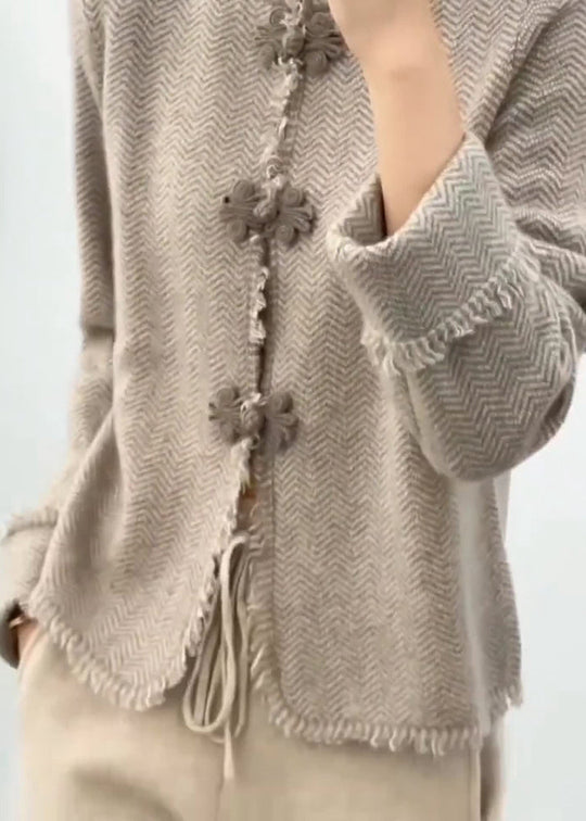 Damen Strickmantel Lang mit Stehkragen und Knöpfen für Vielseitige Outfits 2