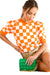 Damen Strickoberteil mit Karomuster in Orange 0