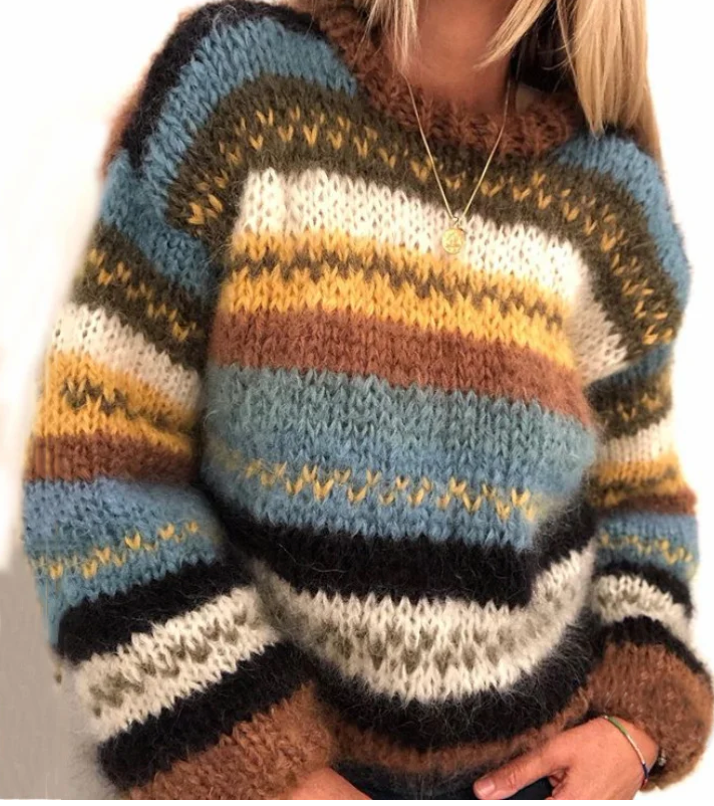 Damen Strickpullover Warm Acryl-Woll-Mix 0