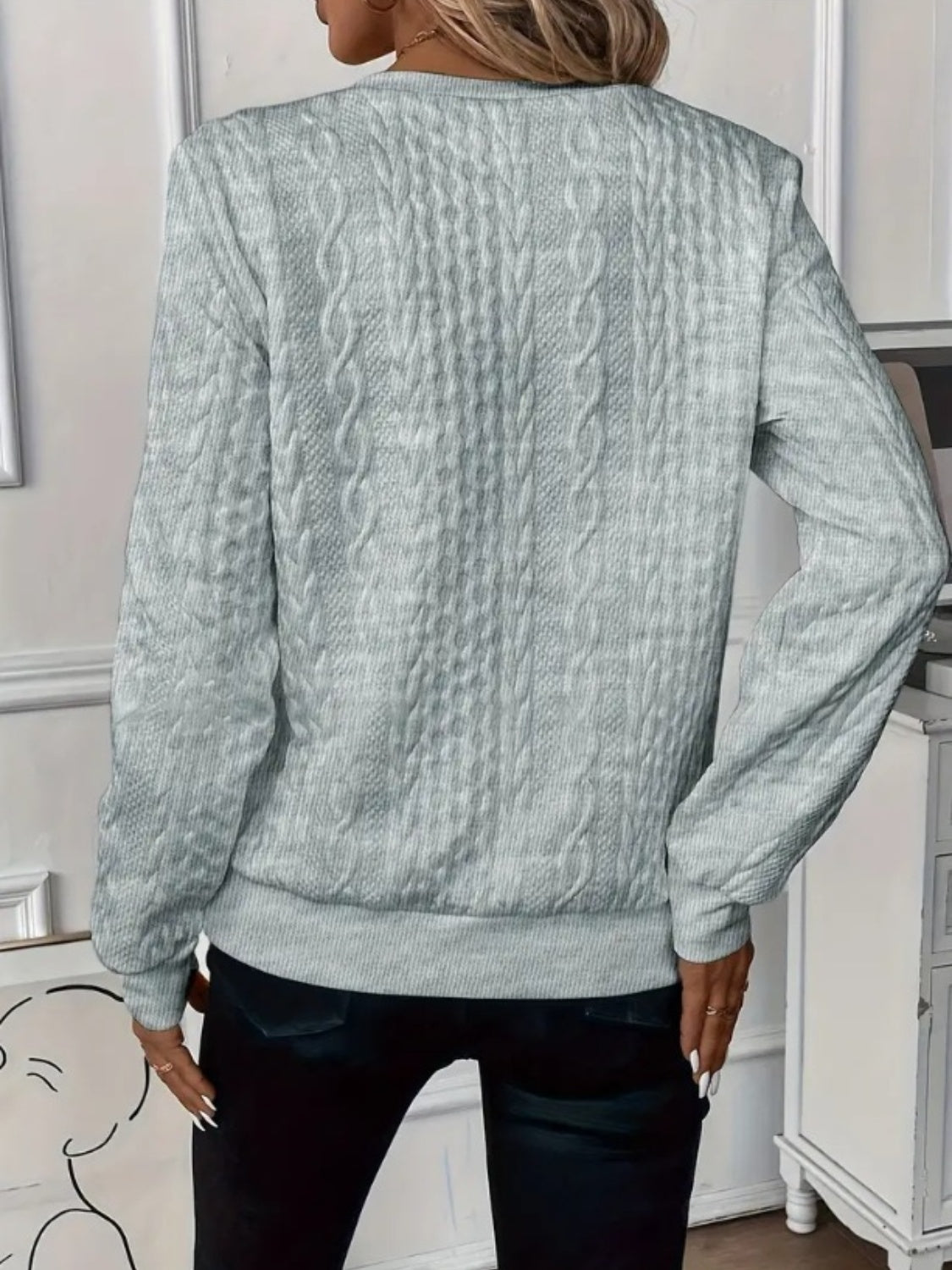 Damen Sweatshirt Halb-Reißverschluss Strukturierter Stoff Leicht Dehnbar 8