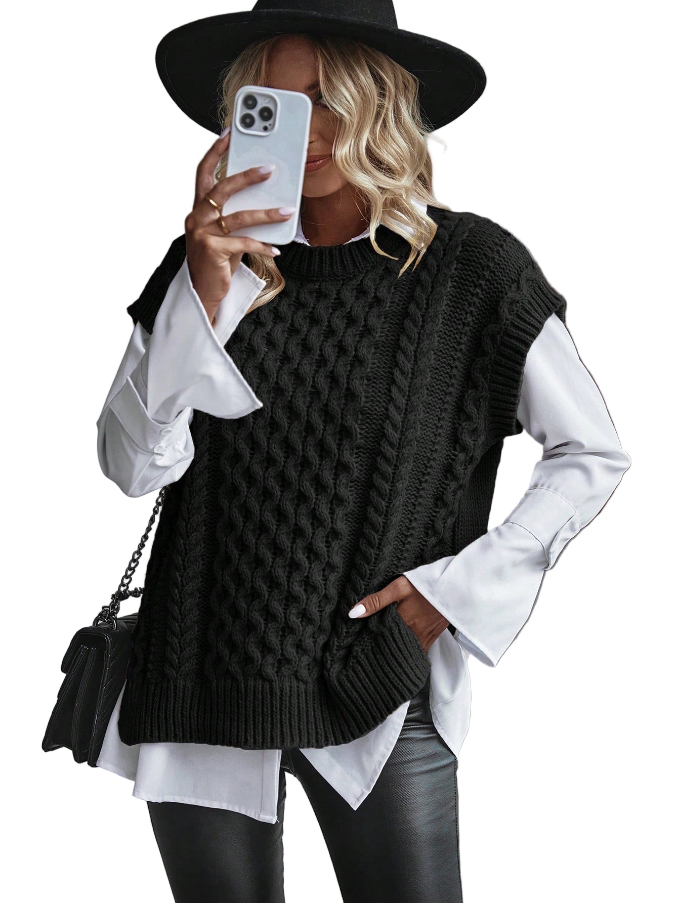 Damen Sweatshirt Kabelmuster Lässig 0