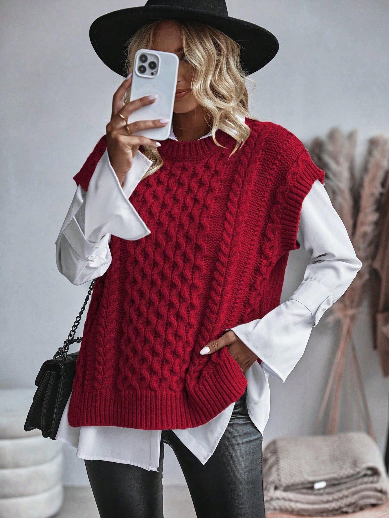 Damen Sweatshirt Kabelmuster Lässig 10