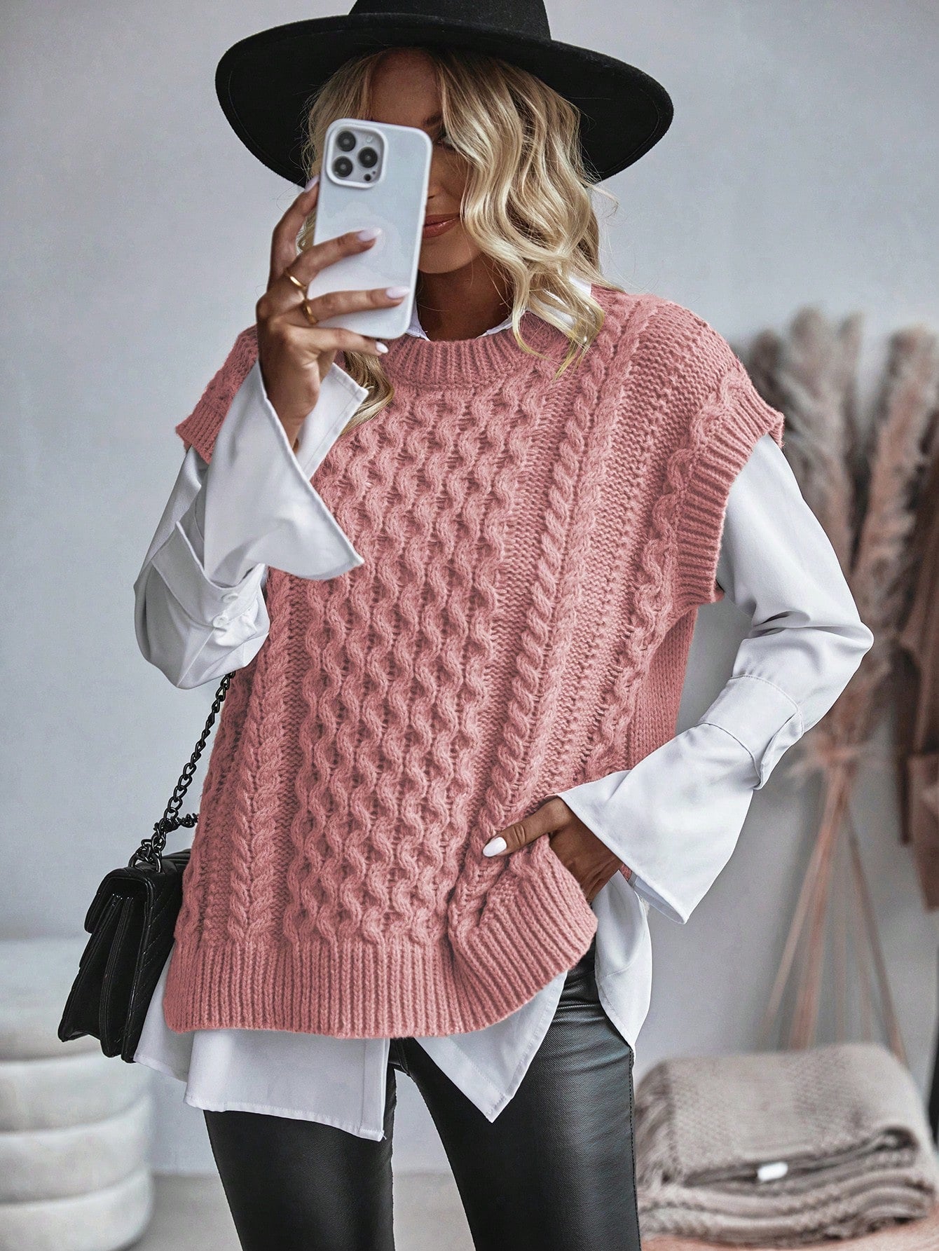 Damen Sweatshirt Kabelmuster Lässig 6
