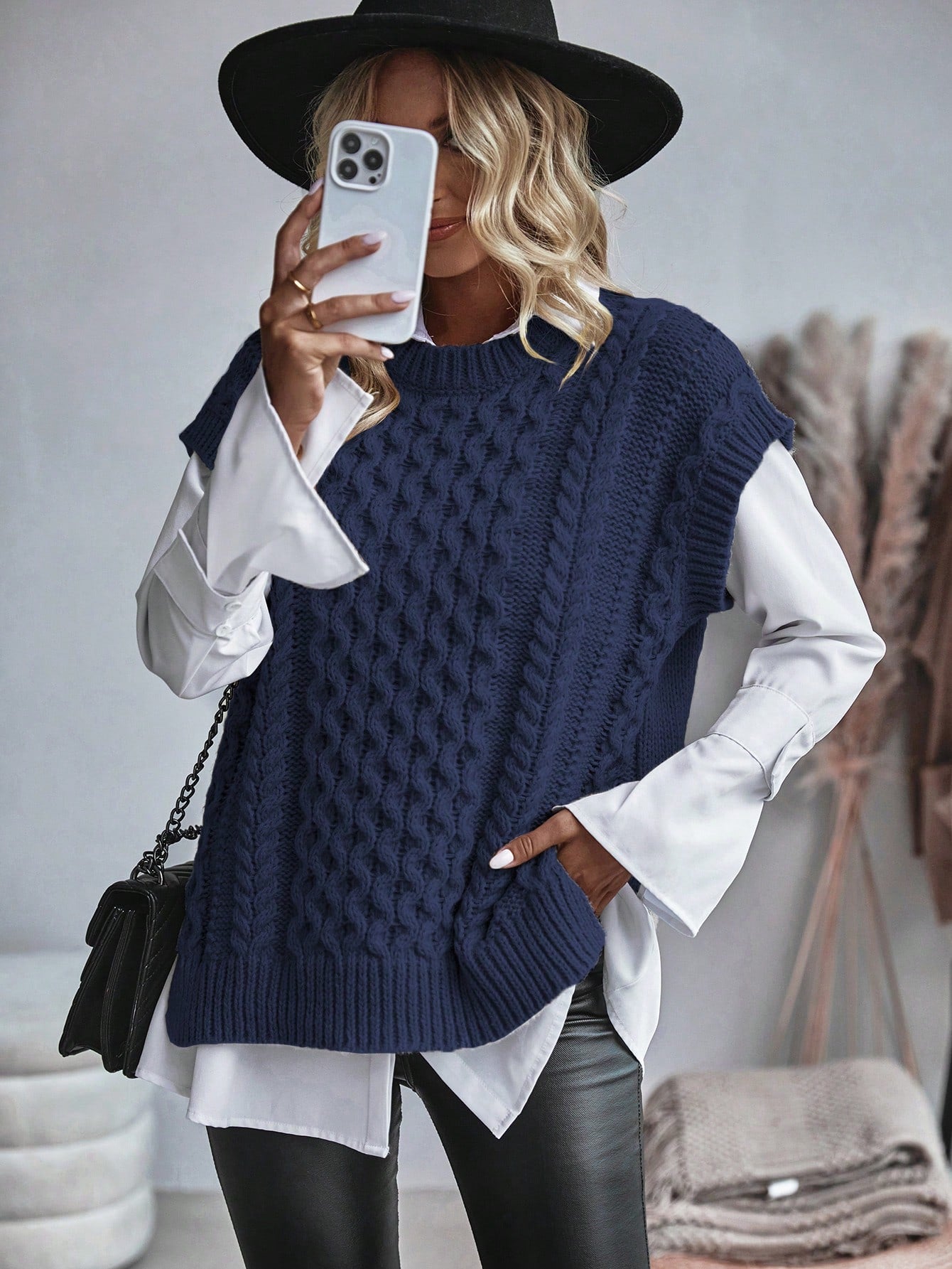 Damen Sweatshirt Kabelmuster Lässig 8